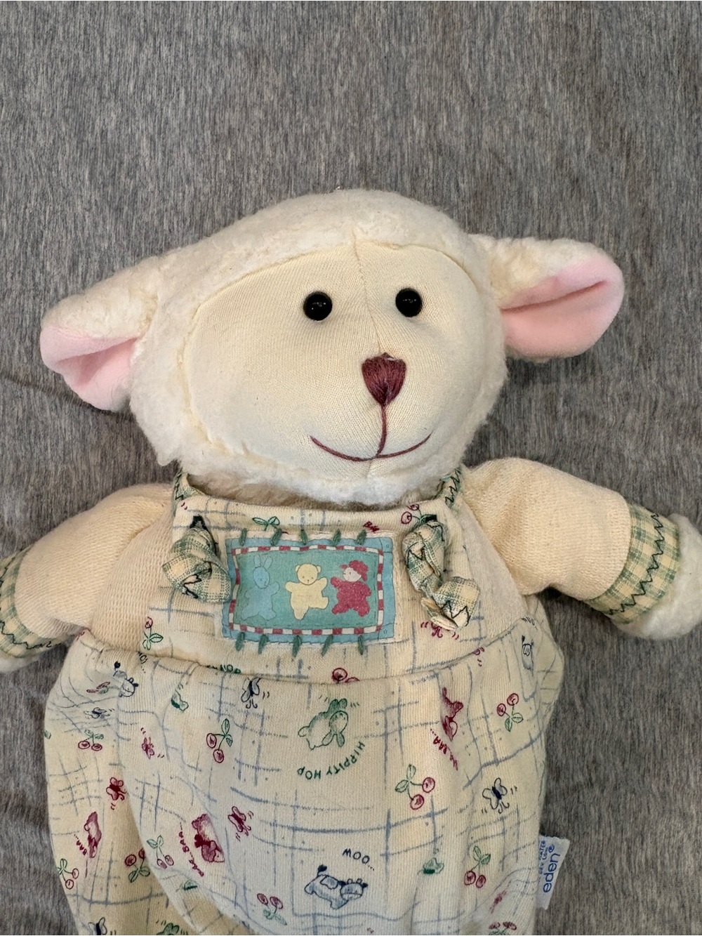 Vintage Eden Way Back When Lamb 14" Plushie w/ Illustrated Tee & Overalls EUC - Picture 6 of 10